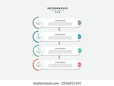 Business infographic design template with 4 options, steps or processes