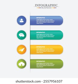 Business infographic design template with 4 icons and options