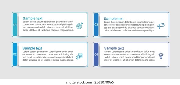 Business infographic design template with 4 options, steps or processes. Can be used for workflow layout, diagram, annual report, web design