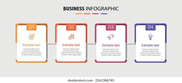 Business infographic design template with 4 options, steps or processes. Can be used for workflow layout, diagram, annual report, web design	
