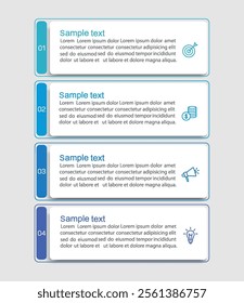 Business infographic design template with 4 options, steps or processes. Can be used for workflow layout, diagram, annual report, web design	
