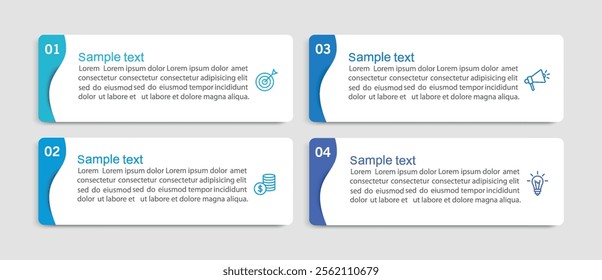 Business infographic design template with 4 options, steps or processes. Can be used for workflow layout, diagram, annual report, web design	
