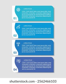 Business infographic design template with 4 options, steps or processes. Can be used for workflow layout, diagram, annual report, web design