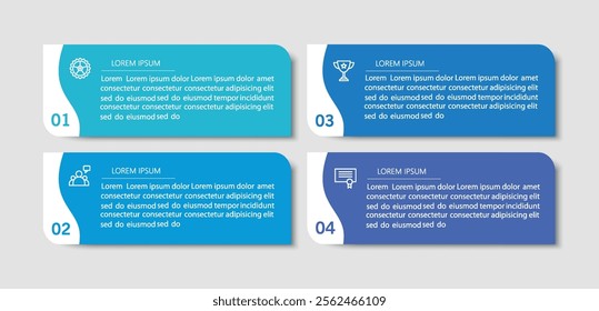 Business infographic design template with 4 options, steps or processes. Can be used for workflow layout, diagram, annual report, web design