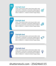 Business infographic design template with 4 options, steps or processes. Can be used for workflow layout, diagram, annual report, web design