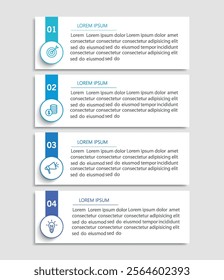 Business infographic design template with 4 options, steps or processes. Can be used for workflow layout, diagram, annual report, web design	
