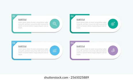 Business infographic design template with 4 options, steps or processes. Can be used for workflow layout, diagram, annual report, web design