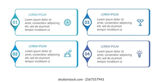 Business infographic design template with 4 options, steps or processes. Can be used for workflow layout, diagram, annual report, web design	
