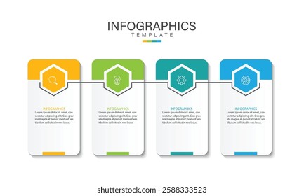 Business infographic design template with 4 options, steps or processes.