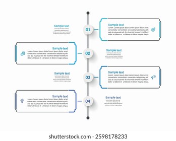 Business infographic design template with 4 options, steps or processes. Can be used for workflow layout, diagram, annual report, web design