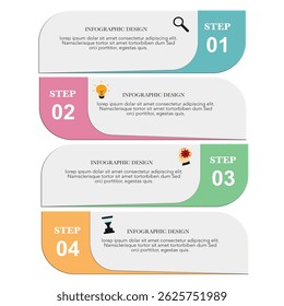 Business infographic design template with 4 options, steps or processes with line icons. Can be used for workflow layout, diagram, annual report, web design. process steps diagram, presentations