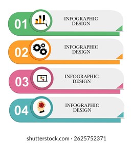 Plantilla de diseño de infografía empresarial con 4 opciones, pasos o procesos con iconos de línea. Se puede utilizar para el diseño del flujo de trabajo, diagrama, informe anual, Diseño web. diagrama de pasos del proceso, presentaciones