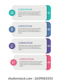 Business infographic design template with 4 options, steps or processes. Can be used for workflow layout, diagram, annual report, web design