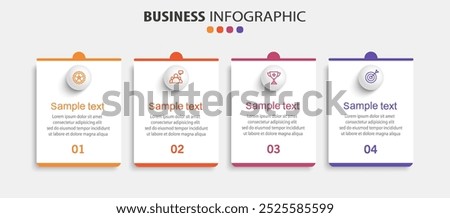 Business infographic design template with 4 options, steps or processes. Can be used for workflow layout, diagram, annual report, web design