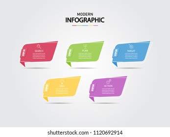 Business infographic design template with 5 options the concept. Vector design element illustration