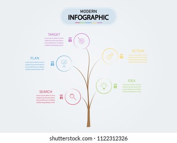 Business infographic design template with 5 options the concept. Vector design element illustration