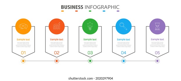 Business  infographic design template with 5 options or steps. Can be used for process diagram, presentations, workflow layout, banner, flow chart, info graph