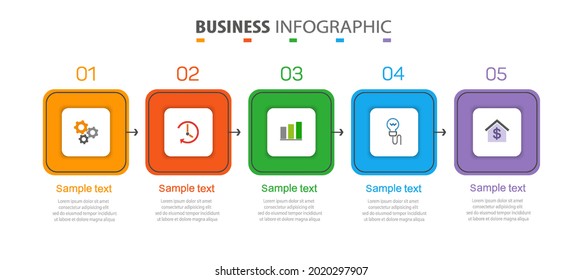 Business  infographic design template with 5 options or steps. Can be used for process diagram, presentations, workflow layout, banner, flow chart, info graph
