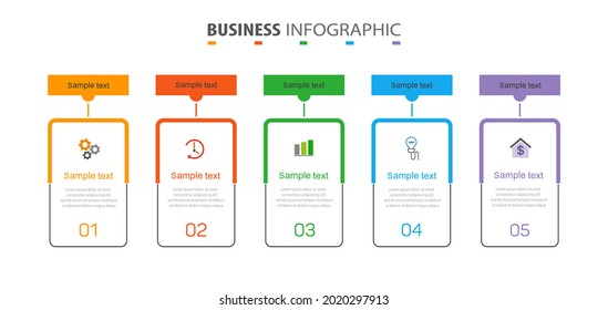 Business  infographic design template with 5 options or steps. Can be used for process diagram, presentations, workflow layout, banner, flow chart, info graph