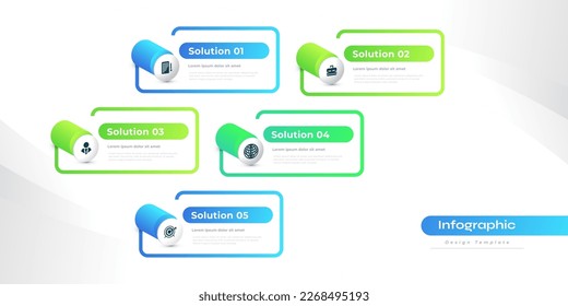 Business Infographic Design Template with 5 Options or Steps. Can be used for Presentation, Workflow Layout, Diagram, or Annual Report