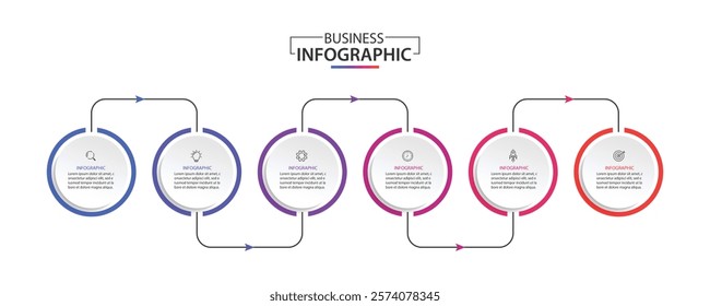 Business infographic design template. 5 Step or options timeline journey.