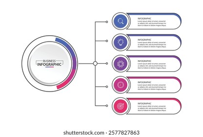 Business infographic design template with 5 options
