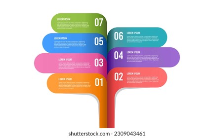 Business infographic design template 7 options. Vector illustration.