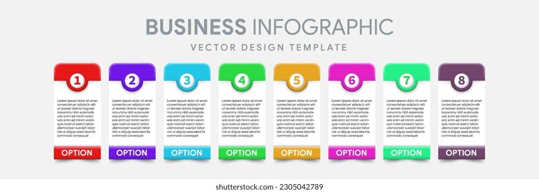 Business infographic design template with 8 options steps or processes presentations banner workflow layout process diagram flow chart info graph printed materials