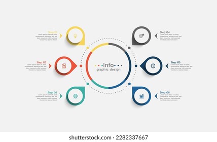 Business infographic design template circle with 6 options