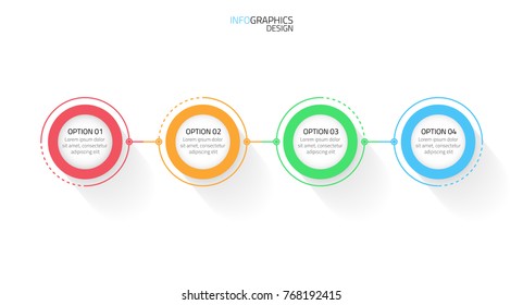 Business infographic design template circle with linear lines.Timeline concept with 4 option or step for annual report and presentation