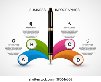 Business infographic design template. Colored ink pens. Vector infographic. Infographics for business presentations or information banner.  
