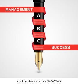 Business infographic design template. Colored ink pens. Vector illustration.