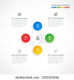 Business infographic design template. Creative modern concept for presentation, diagram, web design, banner, workflow layout. Vector illustration with 4 steps, options or parts.
