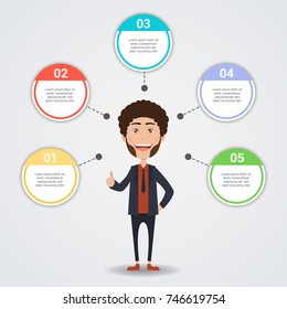 Business infographic design template with editable elements with and businessman