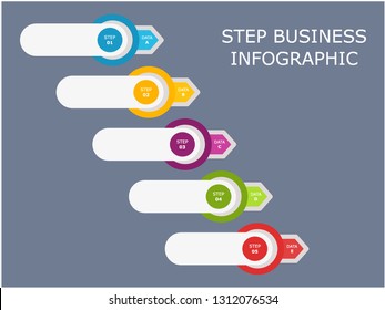 Business Infographic design template, Five colorful rectangular elements. Design by Inkscape.