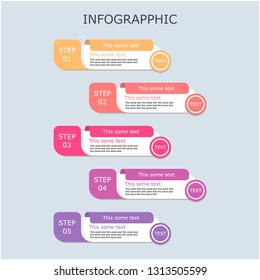 Business Infographic design template, five colorful rectangular elements. Design by Inkscape.