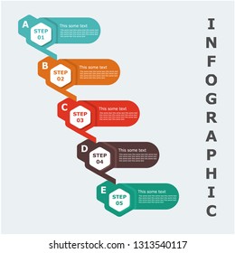 Business Infographic design template, Five colorful rectangular elements. Design by Inkscape.