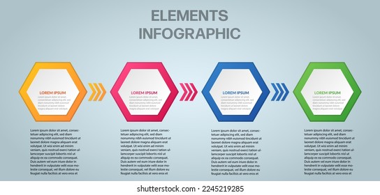 Business Infographic. Infographic design template. The Infographic hexagons can be used for workflow layouts, diagrams, banners, and Web design. Vector illustration Timeline infographics design