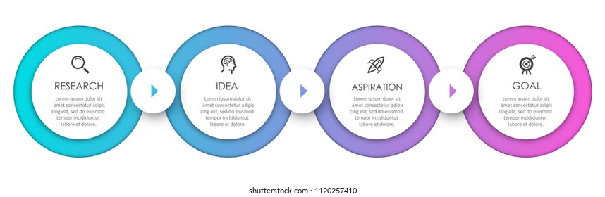 Business Infographic design template with icons and 4 options or steps.  Can be used for process diagram, presentations, workflow layout, banner, flow chart, info graph.