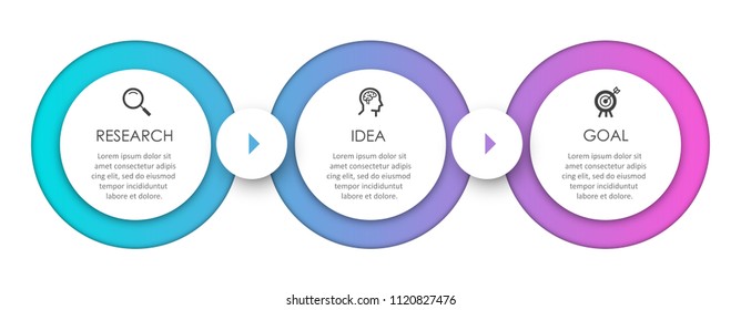 Business Infographic design template with icons and 3 options or steps.  Can be used for process diagram, presentations, workflow layout, banner, flow chart, info graph.
