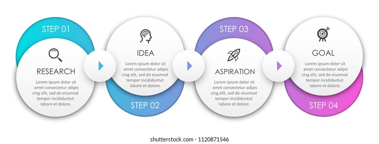 Business Infographic design template with icons and 4 options or steps.  Can be used for process diagram, presentations, workflow layout, banner, flow chart, info graph.