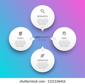 Business Infographic design template with icons and 4 options or steps.  Can be used for process diagram, presentations, workflow layout, banner, flow chart, info graph.