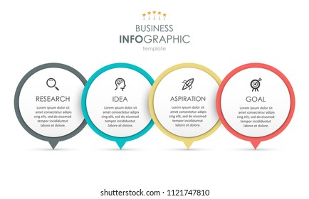 Business Infographic design template with icons and 4 options or steps.  Can be used for process diagram, presentations, workflow layout, banner, flow chart, info graph.