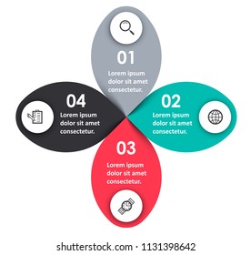 Business Infographic design template with icons and 4 options or steps.  Can be used for process diagram, presentations, workflow layout, banner, flow chart, info graph.