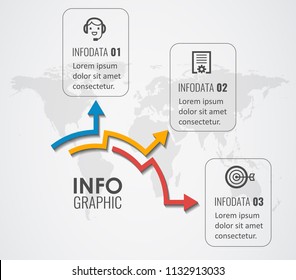 Business Infographic design template with icons and 3 options or steps.  Can be used for process diagram, presentations, workflow layout, banner, flow chart, info graph.