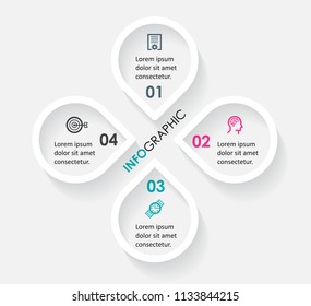 Business Infographic design template with icons and 4 options or steps.  Can be used for process diagram, presentations, workflow layout, banner, flow chart, info graph.