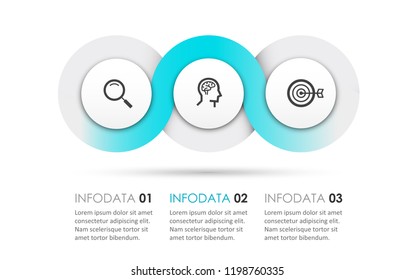 Business Infographic design template with icons and 3 options or steps.  Can be used for process diagram, presentations, workflow layout, banner, flow chart, info graph.