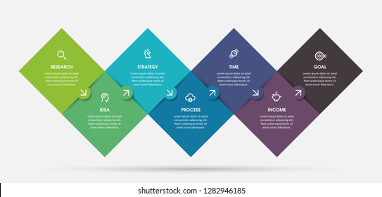 Business Infographic design template with icons and 7 options or steps.  Can be used for process diagram, presentations, workflow layout, banner, flow chart, info graph.