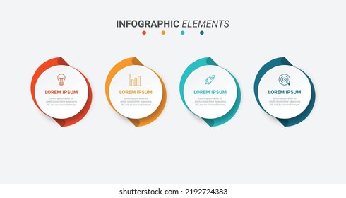 Plantilla de diseño de infografía empresarial con iconos y 4 opciones o pasos