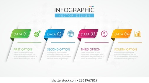 Business infographic design template with icons and 4 options or steps for presentations banner, workflow layout, process diagram, flow chart, info graph. Vector Infographics for business concept.